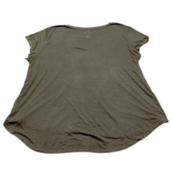 American Eagle Soft & Sexy Olive Green V-Neck Top XXL With Floral Embroidery - Picture 4 of 9